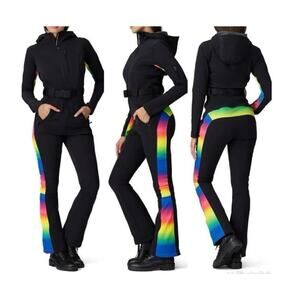 PERFECT MOMENT Black Rainbow Ski Suit SkiSuit - Medium